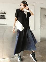 Vintage Tie Dye Lace Up Irregular Skirt