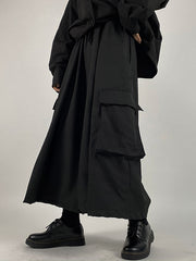 Black Loose Straight-Leg Ninth Pants