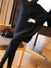 Casual Short Batwing Sleeve Midi Knitting Midi Dress
