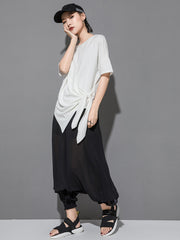 Original Irregularity Split-Joint Solid T-Shirts Tops