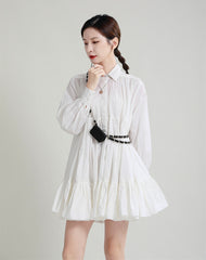 Stylish Solid High-Waist Mini Dress