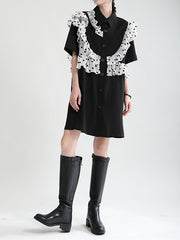 Petals Ruffled Dress Waves Gauze Shirt Skirt Dress With Short Sleeves