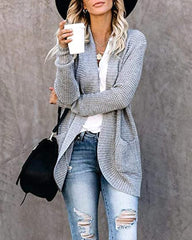 Casual Solid Color Knitted Cardigan Top
