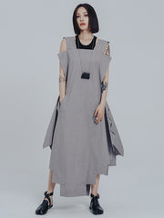 Casual Roomy Sleeveless Irregular Gray Maxi Dress