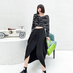 Women Irregular Slit High Waist Skirt