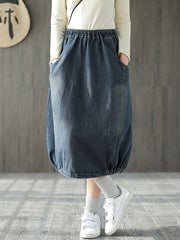 Denim Solid Color Loose Skirt