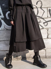 Black Cropped Pleated A-Line Skirt