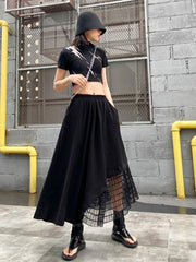 Casual Split-Joint Gauze A-Line Long Skirts