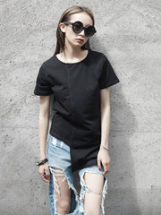 Fashion Simple Solid Irregular T-Shirt