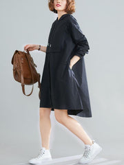 Loose Splicing Asymmetrical Hoodie Dress