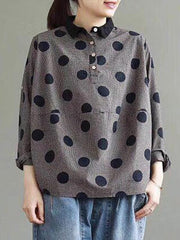 Casual Polka-dot Shirt Tops