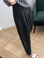 Solid High Waist Casual Suit Pants