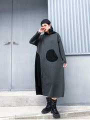 Split-Joint Hooded Cropped Midi Dress