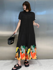 Leisure Fashion Roomy Multi-Colored Stamped Maxi Dress Shirt Dress