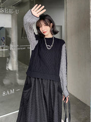 Urban A-Line Long Sleeves Split-Joint Midi Dresses