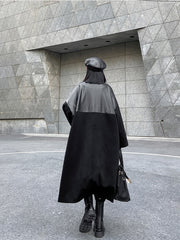 Loose Splicing Pu Thicken Outwear