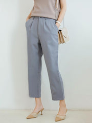 Solid Color Empire Straight Leg Pants