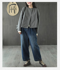 Women Solid Casual Loose Short Outwear