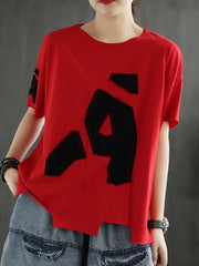 Original Applique Round-Neck T-Shirts Tops