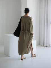 Solid Color Loose Irregular Split Shirt Dress