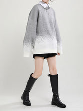 Women Loose Round Neck Color Matching Casual Sweater