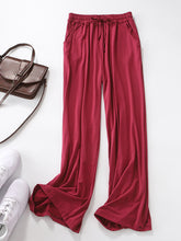 Comfortable Drawstring Solid Wide Leg Pants