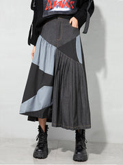 Irregular Color Block A-Line Skirt