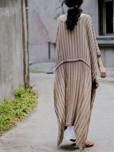 Pink&Blue Striped Split-side Long Dress