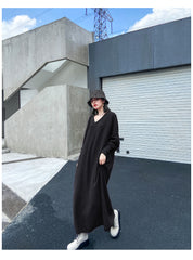 Women V-Neck Long Sleeve Knit Dress