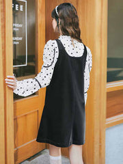 Fake Two Floral Printed Long Sleeve Mini Dress