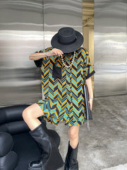 Summer Loose Printed Contrast Color Suit
