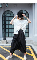 Irregular Solid Color Stitching Loose Casual Pants