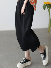 High Waist Solid Color Loose Slimming Casual Pants