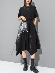 A-Line Irregular Clipping Asymmetric Print Split-Joint Skirts Bottoms