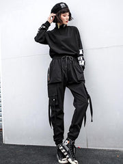 Casual Zipper Drawstring Overall Pants