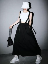 Simple Solid Cropped Suspender Skirts Bottoms
