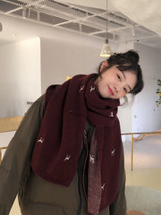 Women Cute Printed Christmas Scarf