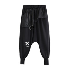 Casual Loose High Waist Harem Pants With Zipper Decoration