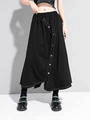 Women Buttons Decorated Casual Long Skirts
