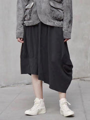 Solid Color Side Pointed Cropped Skirt