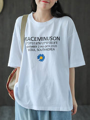 Original Flower&Letter Print T-Shirt