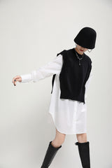 Women Casual Stitching Shirt Dress
