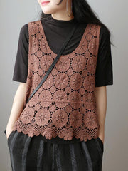 Vintage Hollow Crochet Sleeveless Vest