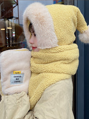 Casual And Simple Three-Piece Hat Scarf Set
