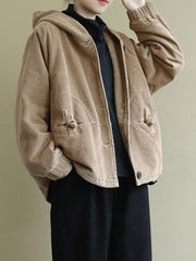 Casual Hooded Corduroy Jacket