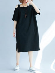 Loose Off-The-Shoulder Long T-Shirt