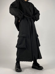 Black Loose Straight-Leg Ninth Pants