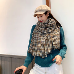 Double-Sided Imitated Cashmere Warm Plaid Scarf