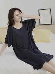 Casual Black Hollow-Out Comfortable Modal Pajamas