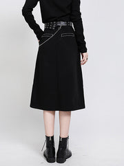 Women Retro Irregular Print Skirt